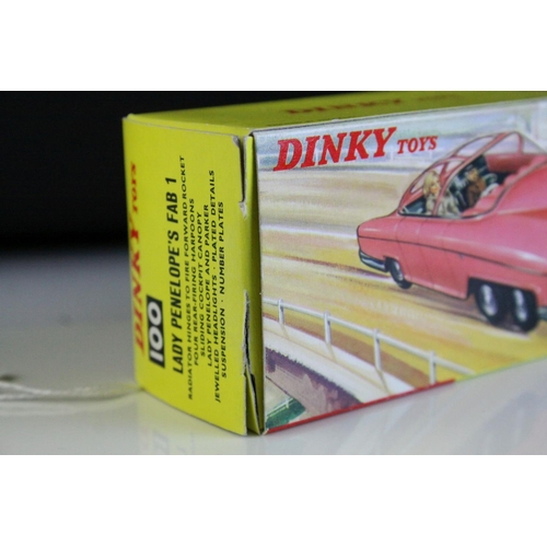 1008 - Boxed Dinky 100 Thunderbirds Lady Penelope's Fab 1 diecast model in fluorescent pink, complete with ... 