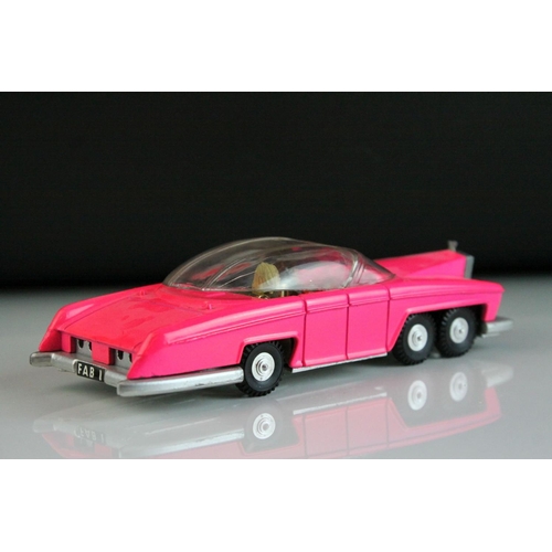 1008 - Boxed Dinky 100 Thunderbirds Lady Penelope's Fab 1 diecast model in fluorescent pink, complete with ... 