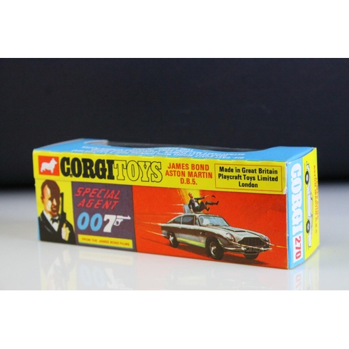 1010 - Boxed Corgi 270 James Bond 007 Aston Martin DB5 diecast model in blue/yellow box window, appearing n... 