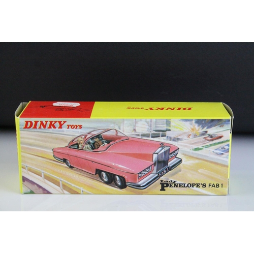 1014 - Boxed Dinky 100 Thunderbirds Lady Penelope's FAB 1 fluorescent pink diecast model, complete with inn... 