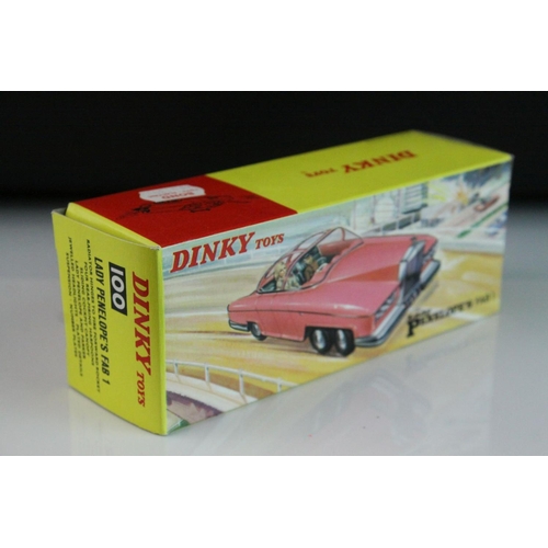 1014 - Boxed Dinky 100 Thunderbirds Lady Penelope's FAB 1 fluorescent pink diecast model, complete with inn... 