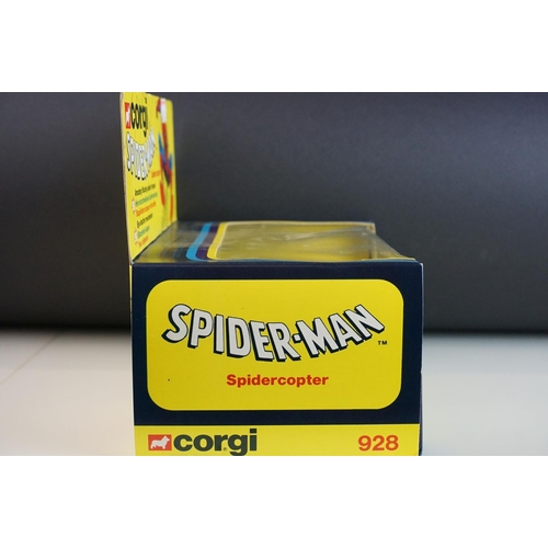 1038 - Boxed Corgi 928 Spiderman Spidercopter diecast model, complete and near mint