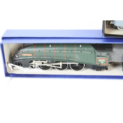 104 - Three Hornby OO gauge locomotives to include Silver Link, Golden Plover & Wild Swan, all in custom b... 