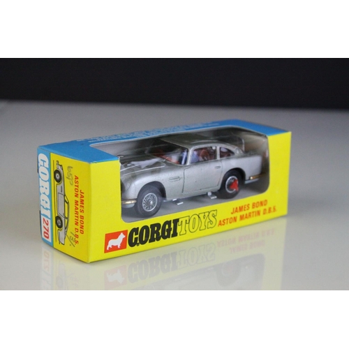 1045 - Boxed Corgi 270 James Bond 007 Aston Martin DB5 diecast model in blue/yellow box window, appearing n... 