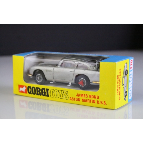 1045 - Boxed Corgi 270 James Bond 007 Aston Martin DB5 diecast model in blue/yellow box window, appearing n... 