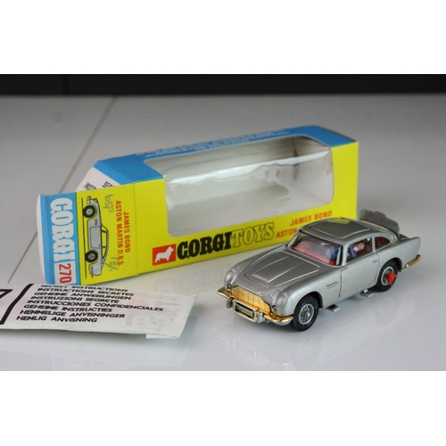 1045 - Boxed Corgi 270 James Bond 007 Aston Martin DB5 diecast model in blue/yellow box window, appearing n... 