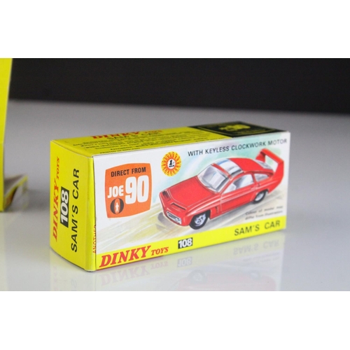 1046 - Boxed Dinky 108 Joe 90 Sam's Car diecast model in red, with inner display stand, lapel badge and ins... 