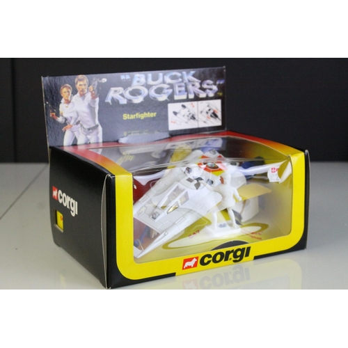 1050 - Boxed Corgi 647 Buck Rogers Starfighter diecast model complete with both figures and accessories, ne... 