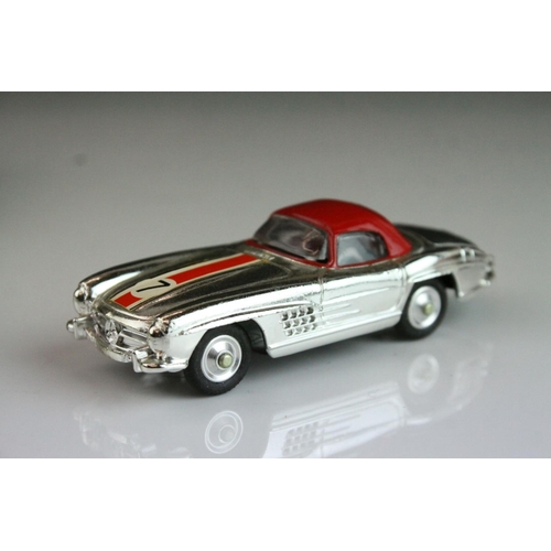 1055 - Boxed Corgi 304S Mercedes Benz 300 SL Hardtop Roadster diecast model in silver chrome body with red ... 