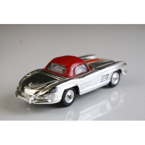 1055 - Boxed Corgi 304S Mercedes Benz 300 SL Hardtop Roadster diecast model in silver chrome body with red ... 