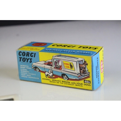 1067 - Boxed Corgi 486 Kennel Service Wagon with four dogs diecast model, complete with all dogs, diecast v... 