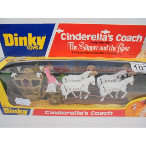 1072 - Boxed Dinky 111 Cinderella's Coach diecast model complete and near mint, minor bow window squash