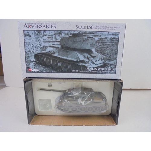 1073 - Boxed 1:50 Corgi adversaries T34/85 Tank (US 516010) and boxed 1:50 Corgi Legends Panther Ausf .F Re... 