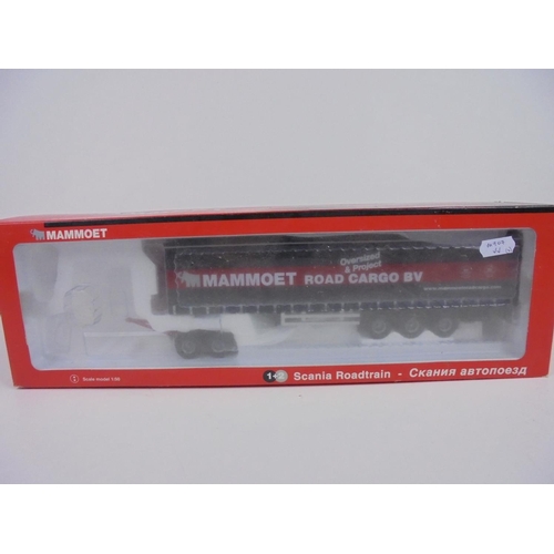 1079 - Boxed diecast Mammoet 1:50 Scania Roadtrain, with certificate, together with a further boxed example... 