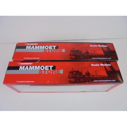 1079 - Boxed diecast Mammoet 1:50 Scania Roadtrain, with certificate, together with a further boxed example... 