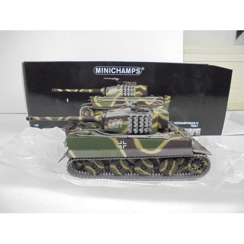 1084 - Boxed Paul's Model Art MiniChamps 1:35 350010001Panzerkampfwagen VI Tiger I France 1944 diecast mode... 