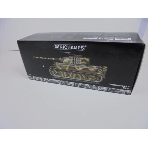 1084 - Boxed Paul's Model Art MiniChamps 1:35 350010001Panzerkampfwagen VI Tiger I France 1944 diecast mode... 