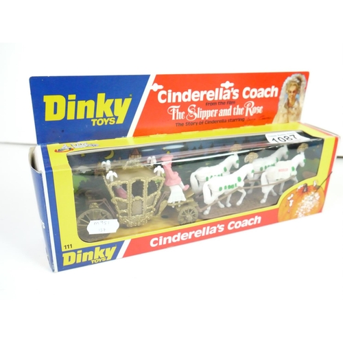 1087 - Boxed Dinky 111 Cinderella's Coach diecast model complete and near mint, minor bow window squash