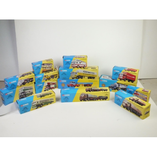 1096 - 14 boxed Corgi Classics diecast models to include 16201 Pentus Brown Scammel Highwayman Dropside Tra... 