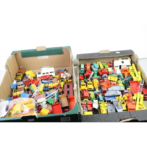 1108 - Large collection of playworn diecast vehicles and accessories, mostly Matchbox with some Britains, L... 