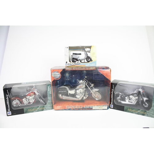 1109 - Nine assorted boxed diecast & plastic motorbike & moped models to include 2 x NewRay Roadraider Coll... 