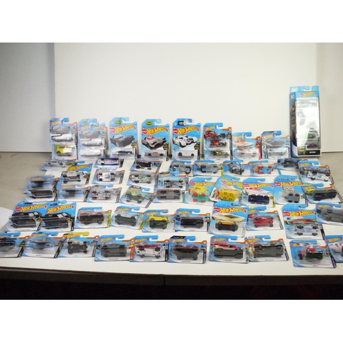 1113 - 55 x carded Mattel Hot Wheels diecast vehicles