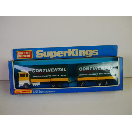 1120 - 17 Boxed Matchbox Super Kings diecast models to include K21 Ford Transcontinental Sunkist, 2 x K33 (... 