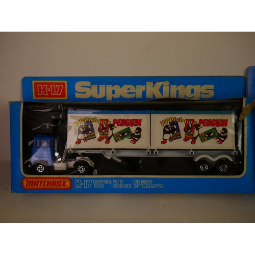 1120 - 17 Boxed Matchbox Super Kings diecast models to include K21 Ford Transcontinental Sunkist, 2 x K33 (... 