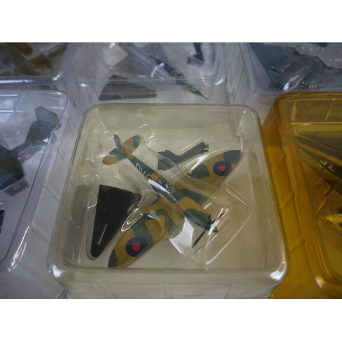 1126 - Collection of 59 boxed/bubbled diecast model planes to include 54 Del Prado Aircraft of the Aces (mo... 