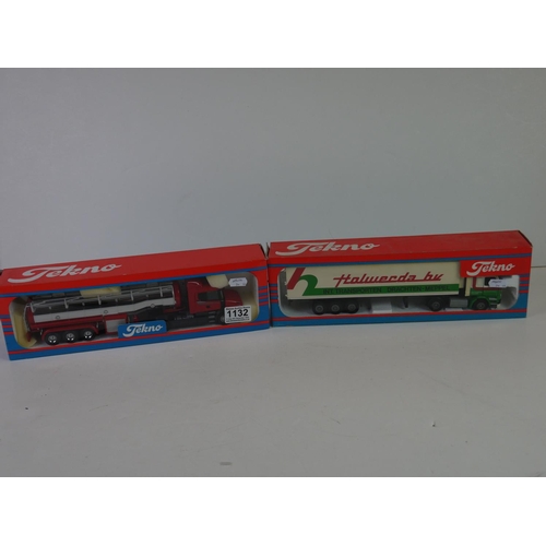 1132 - Two boxed 1/50 Tekno diecast haulage models featuring 1593152 Scania (excellent box) and Scania 142 ... 