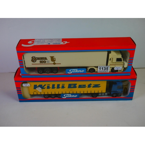 1135 - Two boxed 1/50 Tekno diecast haulage models featuring The Deutschland Collection 11 12/1998 Willi Be... 