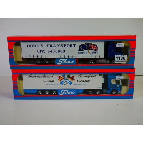 1136 - Two boxed 1/50 Tekno The British Collection diecast haulage models featuring 76 Dodd's 07/1999 & 79 ... 