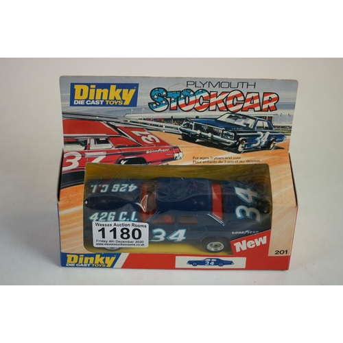 1180 - Four boxed Dinky diecast models to include 201 Plymouth Stock Car x3 & 390 Customised Freeway Cruise... 