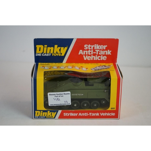 1181 - Three boxed Dinky diecast models to include 691 Striker Anti-Tank Vehicle, 668 Foden Army Truck & 26... 