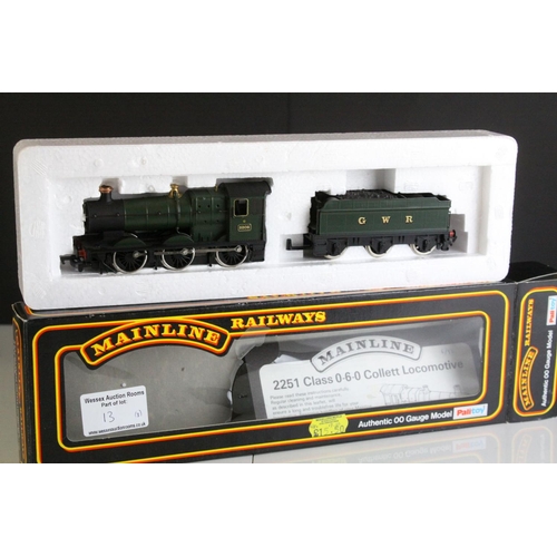 13 - Three boxed Palitoy Mainline OO gauge locomotives to include 37090 43XX Mogul GWR green, 37038 Class... 