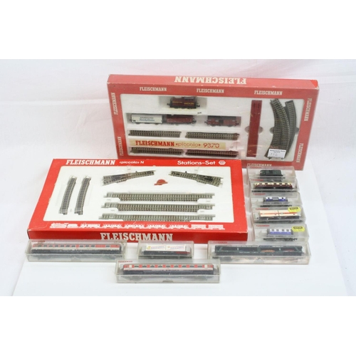 156 - Two boxed Fleischmann N gauge sets to include 9370 with locomotive, 3 x items of rolling stock and t... 