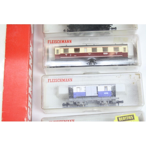 156 - Two boxed Fleischmann N gauge sets to include 9370 with locomotive, 3 x items of rolling stock and t... 