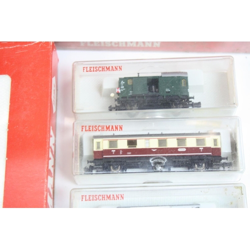 156 - Two boxed Fleischmann N gauge sets to include 9370 with locomotive, 3 x items of rolling stock and t... 