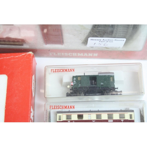 156 - Two boxed Fleischmann N gauge sets to include 9370 with locomotive, 3 x items of rolling stock and t... 