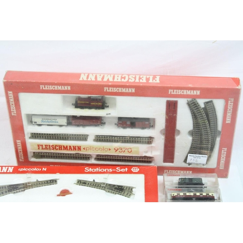 156 - Two boxed Fleischmann N gauge sets to include 9370 with locomotive, 3 x items of rolling stock and t... 