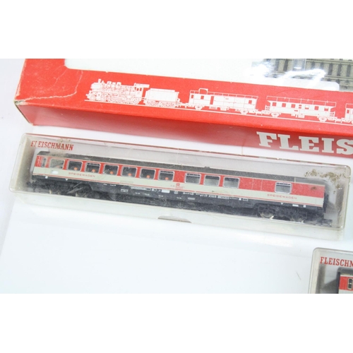 156 - Two boxed Fleischmann N gauge sets to include 9370 with locomotive, 3 x items of rolling stock and t... 