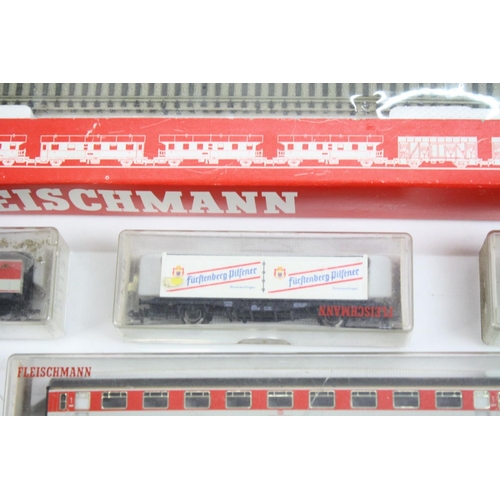 156 - Two boxed Fleischmann N gauge sets to include 9370 with locomotive, 3 x items of rolling stock and t... 