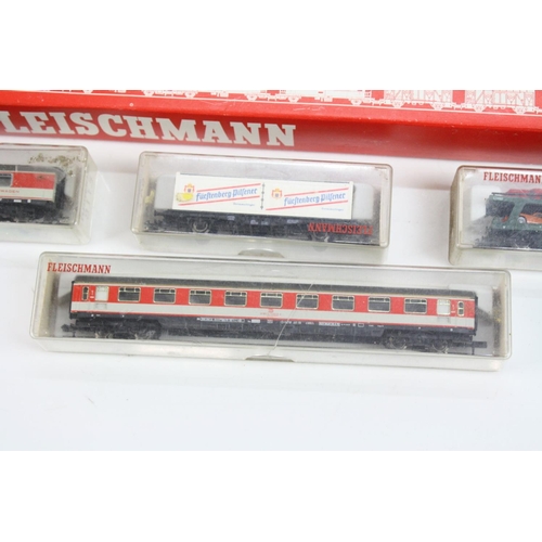 156 - Two boxed Fleischmann N gauge sets to include 9370 with locomotive, 3 x items of rolling stock and t... 