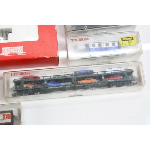 156 - Two boxed Fleischmann N gauge sets to include 9370 with locomotive, 3 x items of rolling stock and t... 