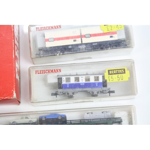 156 - Two boxed Fleischmann N gauge sets to include 9370 with locomotive, 3 x items of rolling stock and t... 