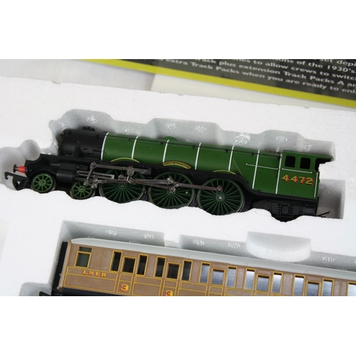 164 - Boxed Hornby R1039 Flying Scotsman electric train set, complete with locomotive, coaches, track and ... 