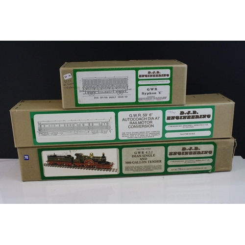 182 - Boxed DJB Engineering 7mm fine scale GWR 4.2.2 Dean Single and 3000 Gallon Tender model kit, unbuilt... 