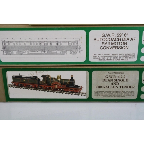 182 - Boxed DJB Engineering 7mm fine scale GWR 4.2.2 Dean Single and 3000 Gallon Tender model kit, unbuilt... 