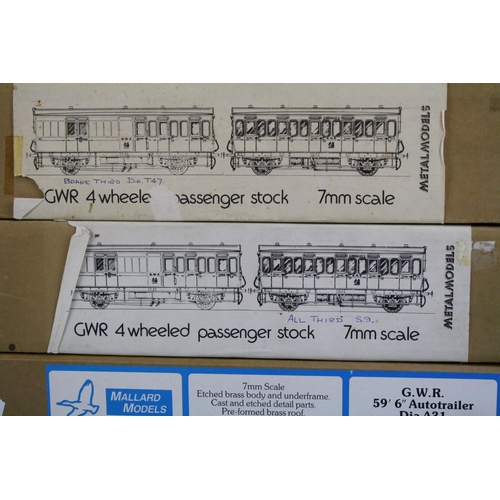 186 - Four boxed O gauge metal model rolling stock kits to include Blacksmith Models GWR Inspection Salopo... 