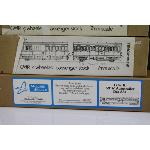 186 - Four boxed O gauge metal model rolling stock kits to include Blacksmith Models GWR Inspection Salopo... 